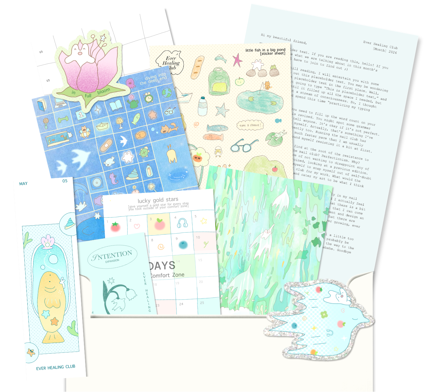 Collection of colorful planner stickers and sheets on a white background